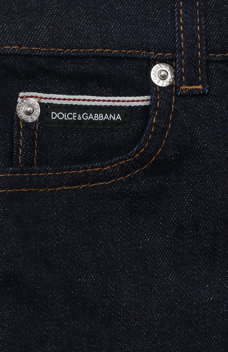 Детские джинсовые шорты DOLCE & GABBANA темно-синего цвета, арт. L43Q30/LDB95/8-12+ | Фото 3 (Материал внешний: Хлопок, Деним; Нос: Не проставлено; Кросс-КТ: Деним)