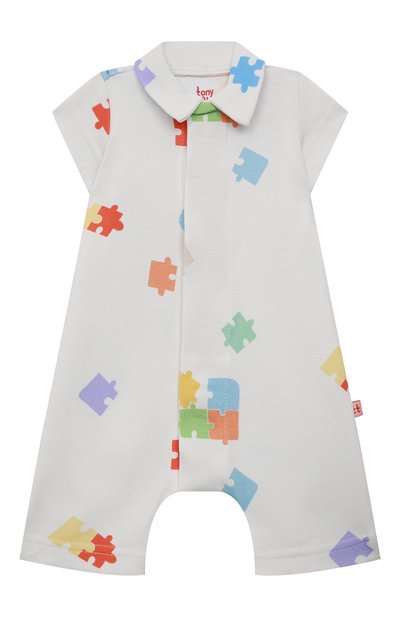 Хлопковый песочник TONY TOTS белого цвета по цене 3890 руб., арт. RO001LP, фото 1 Хлопковый песочник TONY TOTS, арт. RO001LP, фото 1