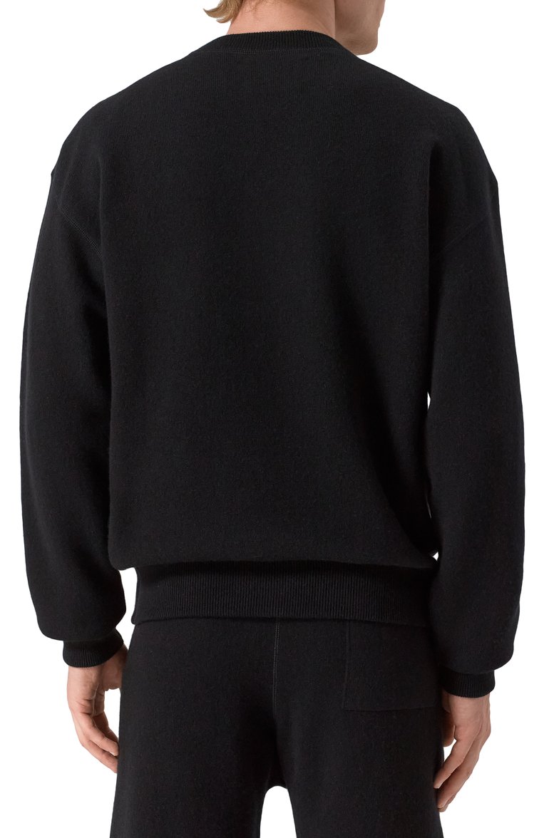 Мужской кашемировый джемпер JIL SANDER черного цвета, арт. J47GP0193-J13276 | Фото 4 (Рукава: Длинные; Длина (для топов): Стандартные; Материал внешний: Кашемир, Шерсть; Мужское Кросс-КТ: Джемперы; Принт: Без принта; Вырез: Круглый; Стили: Кэжуэл)