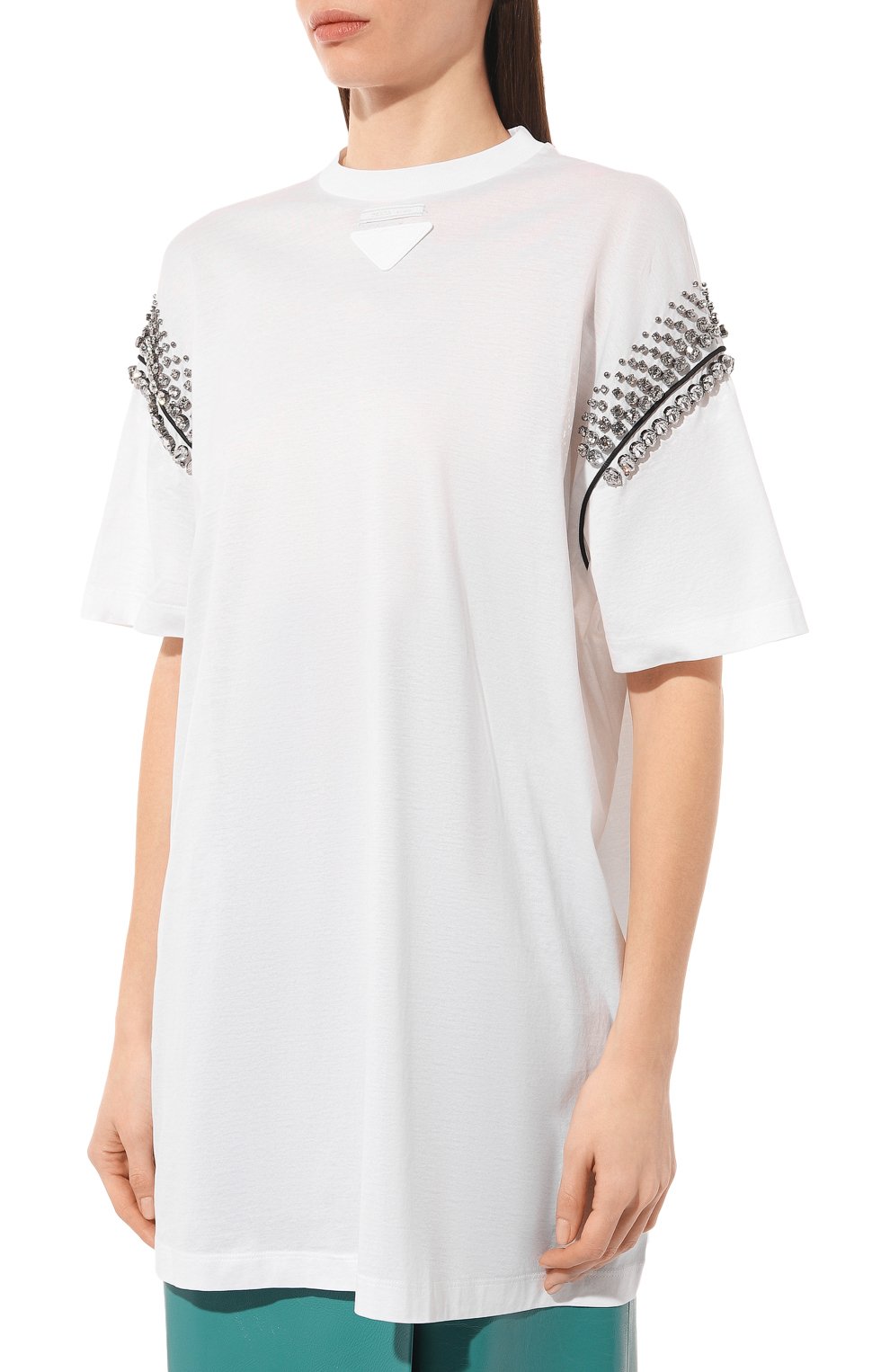 Хлопковая футболка PRADA, арт. 3557AR-1ZXZ-F0009-211, фото 3