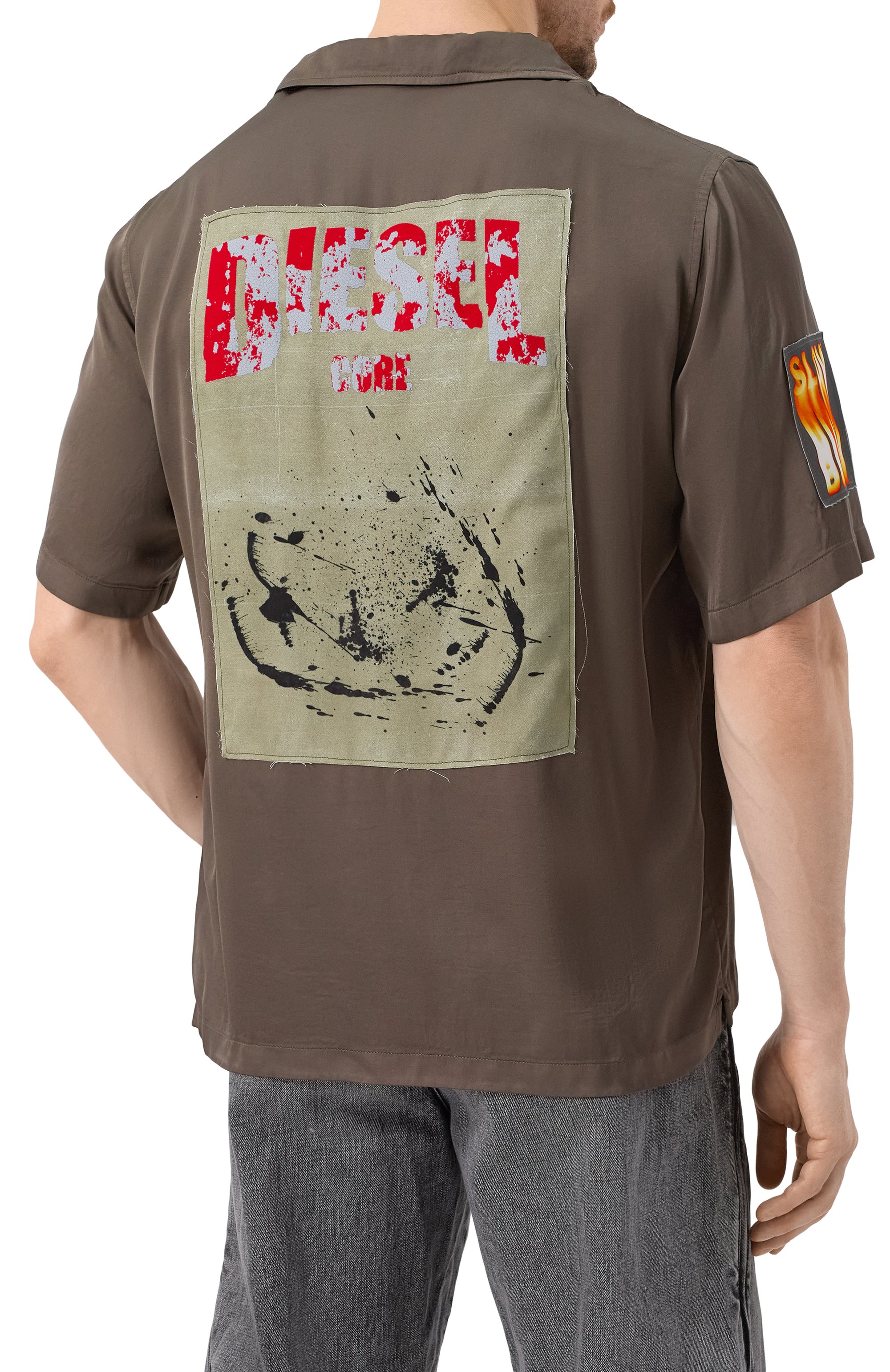 Рубашка из вискозы DIESEL коричневого цвета по цене 35150 руб., арт. A16703/0SLBN, фото 4 Рубашка из вискозы DIESEL, арт. A16703/0SLBN, фото 4