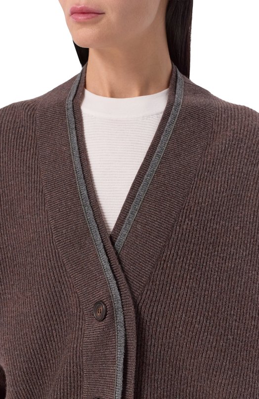 Кардиган из шерсти и кашемира Brunello Cucinelli M16222716 Коричневый  M16222716 Фото 5