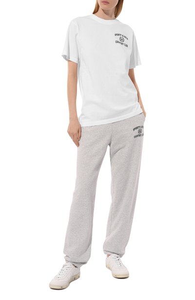 Хлопковые джоггеры SPORTY AND RICH серого цвета по цене 24750 руб., арт. PA036516218GY03, фото 2 Хлопковые джоггеры SPORTY AND RICH, арт. PA036516218GY03, фото 2