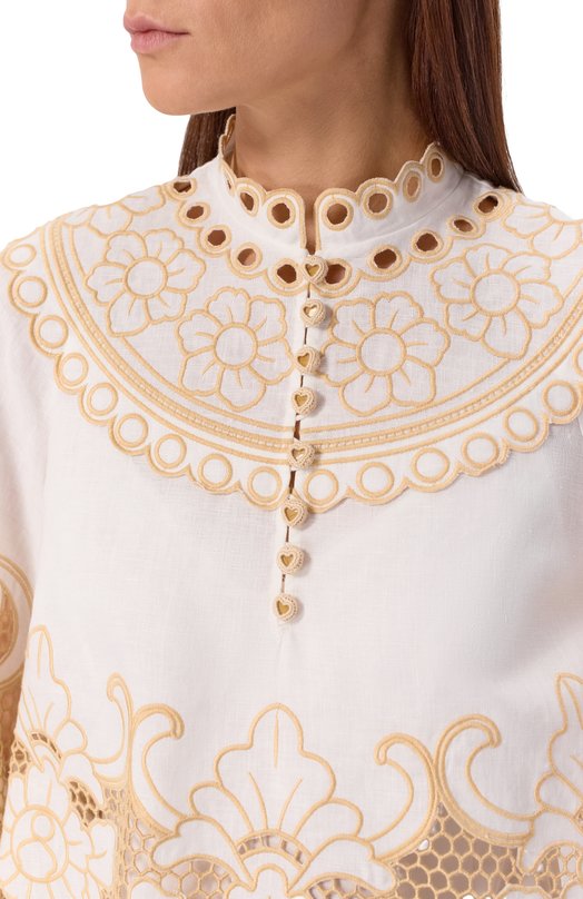 Льняная блузка Zimmermann 5798TRS262 Белый  5798TRS262 Фото 5
