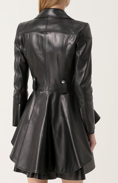 Кожаная куртка асимметричного кроя с косой молнией ALEXANDER MCQUEEN, арт. 484237/Q5KSE, фото 4