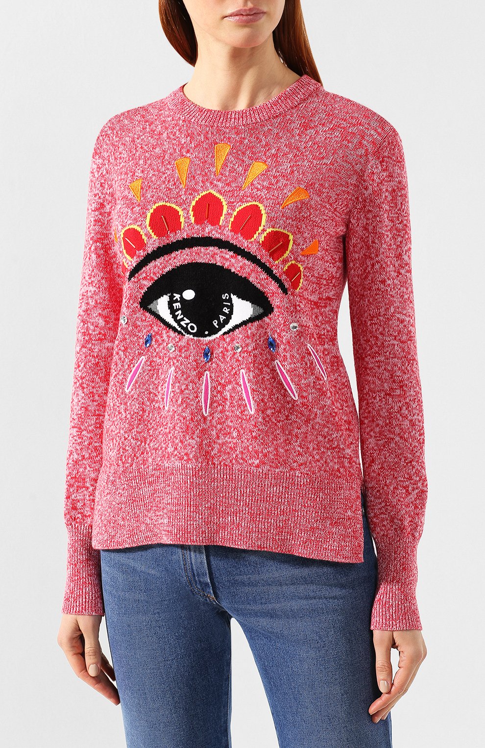 Хлопковый пуловер KENZO розового цвета по цене 42400 руб., арт. 2T05933XD, фото 3 Хлопковый пуловер KENZO, арт. 2T05933XD, фото 3