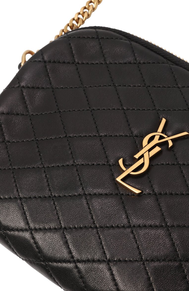 Женская сумка gaby SAINT LAURENT черного цвета, арт. 733667/1EL07 | Фото 3 (Материал: Натуральная кожа; Размер: mini; Ремень/цепочка: На ремешке; Драгоценные камни: Проставлено; Материал сплава: Проставлено)