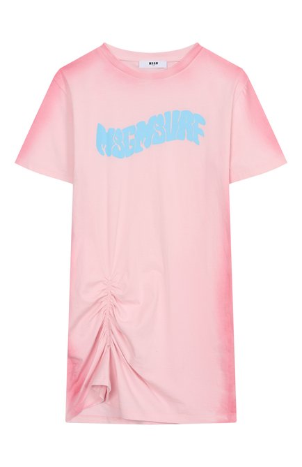 Детское хлопковое платье MSGM KIDS розового цвета, арт. S5MSJGDR234 | Фото 1 (Материал внешний: Хлопок; Рукава: Короткие; Драгоценные камни: Проставлено; Материал сплава: Проставлено)