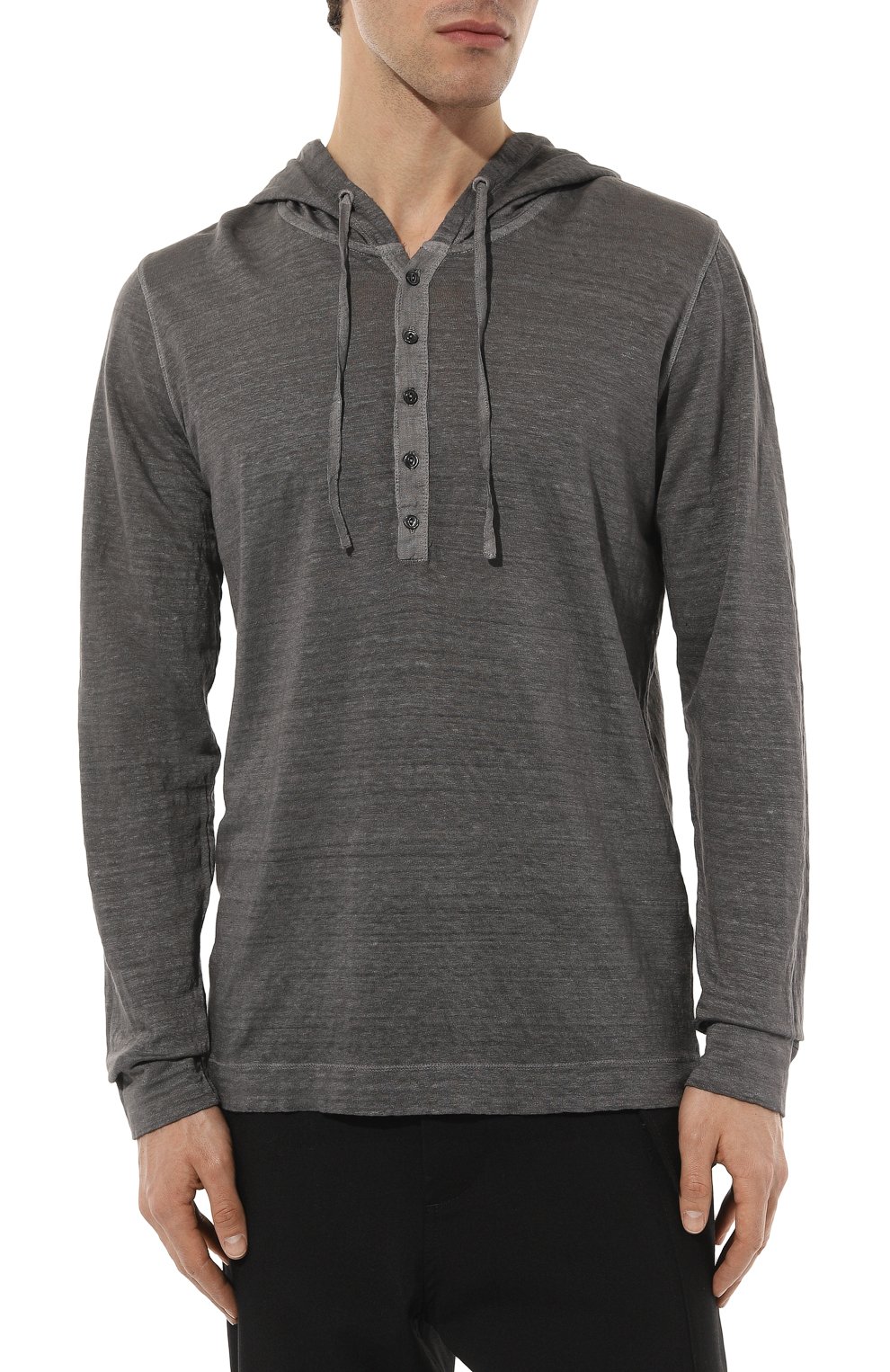Льняной лонгслив-хенли 120% LINO темно-серого цвета по цене 26350 руб., арт. 31ALIM7553/000E908/S00, фото 3 Льняной лонгслив-хенли 120% LINO, арт. 31ALIM7553/000E908/S00, фото 3