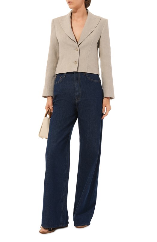 Льняной жакет Alberta Ferretti Бежевый, фото 2