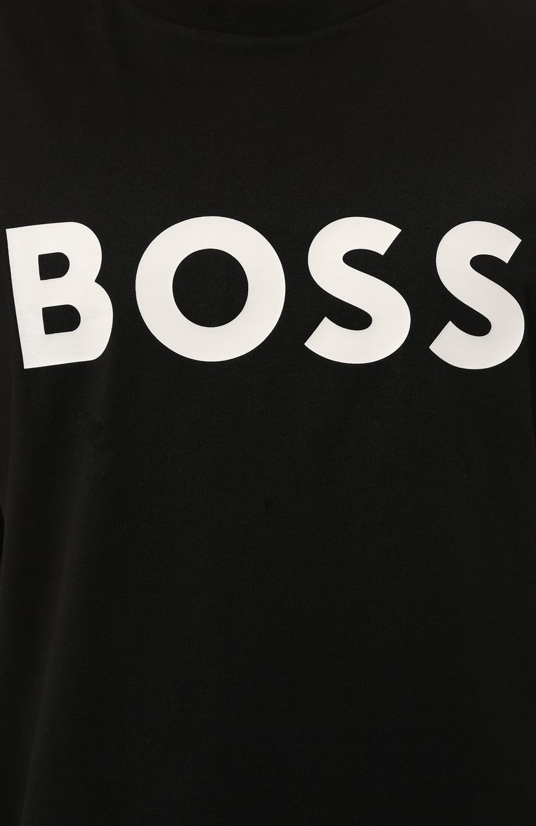Мужская хлопковая футболка BOSS черного цвета, арт. 50495742 | Фото 5 (Материал внешний: Хлопок; Драгоценные камни: Проставлено; Рукава: Короткие; Материал сплава: Проставлено; Длина (для топов): Стандартные; Принт: С принтом; Стили: Кэжуэл; Кросс-КТ: Джерси; Мужское Кросс-КТ: Футболка-одежда)