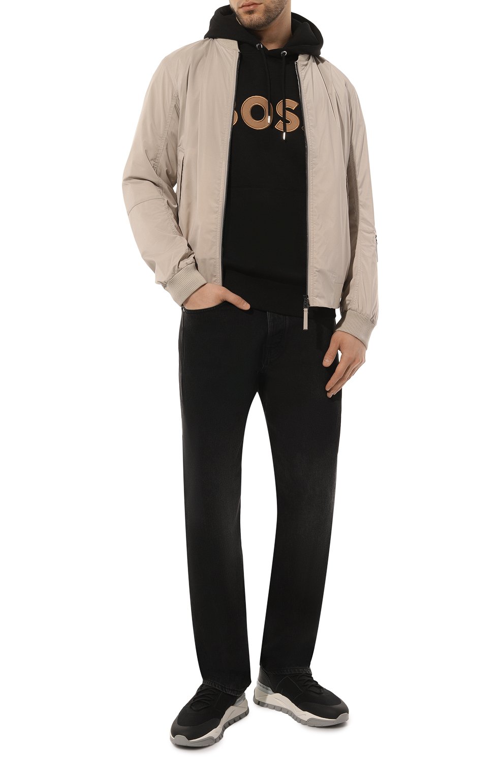 Хлопковое худи BOSS черного цвета по цене 17400 руб., арт. 50486243, фото 2 Хлопковое худи BOSS, арт. 50486243, фото 2