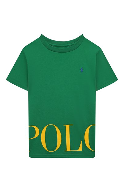 Хлопковая футболка POLO RALPH LAUREN зеленого цвета по цене 4660 руб., арт. 322865609, фото 1 Хлопковая футболка POLO RALPH LAUREN, арт. 322865609, фото 1