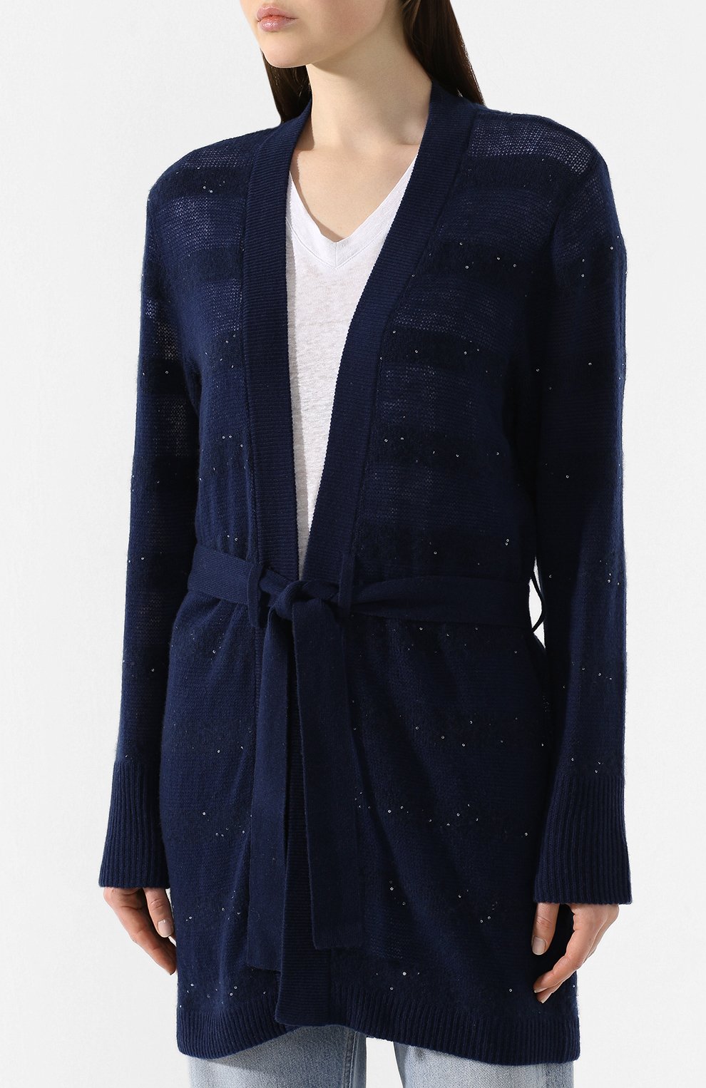 Кардиган из смеси кашемира и хлопка MAX AND MOI синего цвета по цене 25950 руб., арт. E20HAN0VRE, фото 3 Кардиган из смеси кашемира и хлопка MAX AND MOI, арт. E20HAN0VRE, фото 3