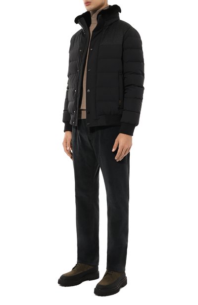 Пуховый бомбер с воротником из кролика HETREGO темно-серого цвета по цене 79150 руб., арт. 8N512R/B0RIS, фото 2 Пуховый бомбер с воротником из кролика HETREGO, арт. 8N512R/B0RIS, фото 2