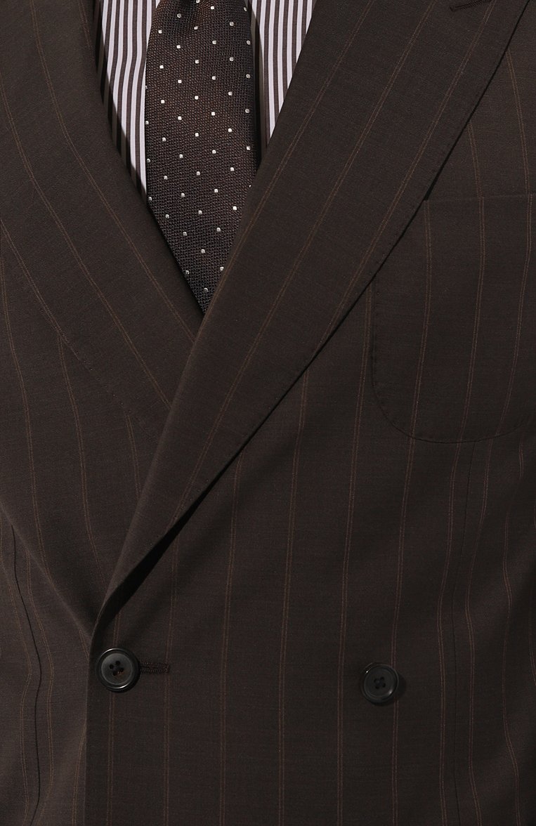 Мужской шерстяной костюм CORNELIANI темно-коричневого цвета, арт. 93X009-9317225_SET | Фото 8 (Рукава: Длинные; Материал внешний: Шерсть; Стили: Кэжуэл; Костюмы М: Двубортный)
