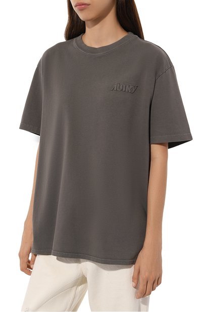 Хлопковая футболка AUTRY серого цвета по цене 13600 руб., арт. A200TSPX120L, фото 3 Хлопковая футболка AUTRY, арт. A200TSPX120L, фото 3