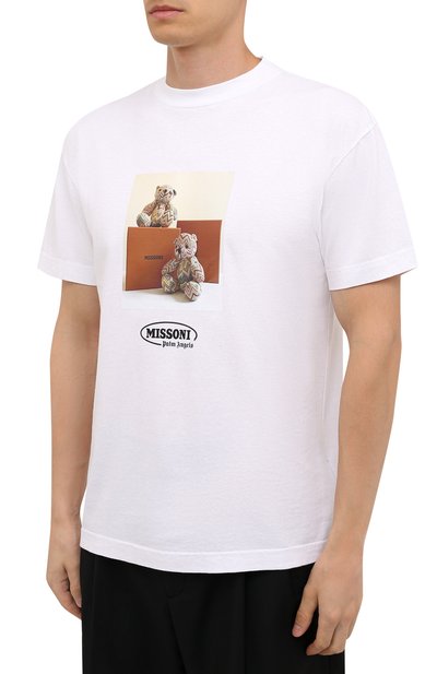 Хлопковая футболка palm angels x missoni PALM ANGELS, арт. PMAA001F21JER0310110/W, фото 3