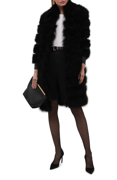Шуба из овчины с отделкой перьями SAINT LAURENT, арт. 658391/YCET2, фото 2