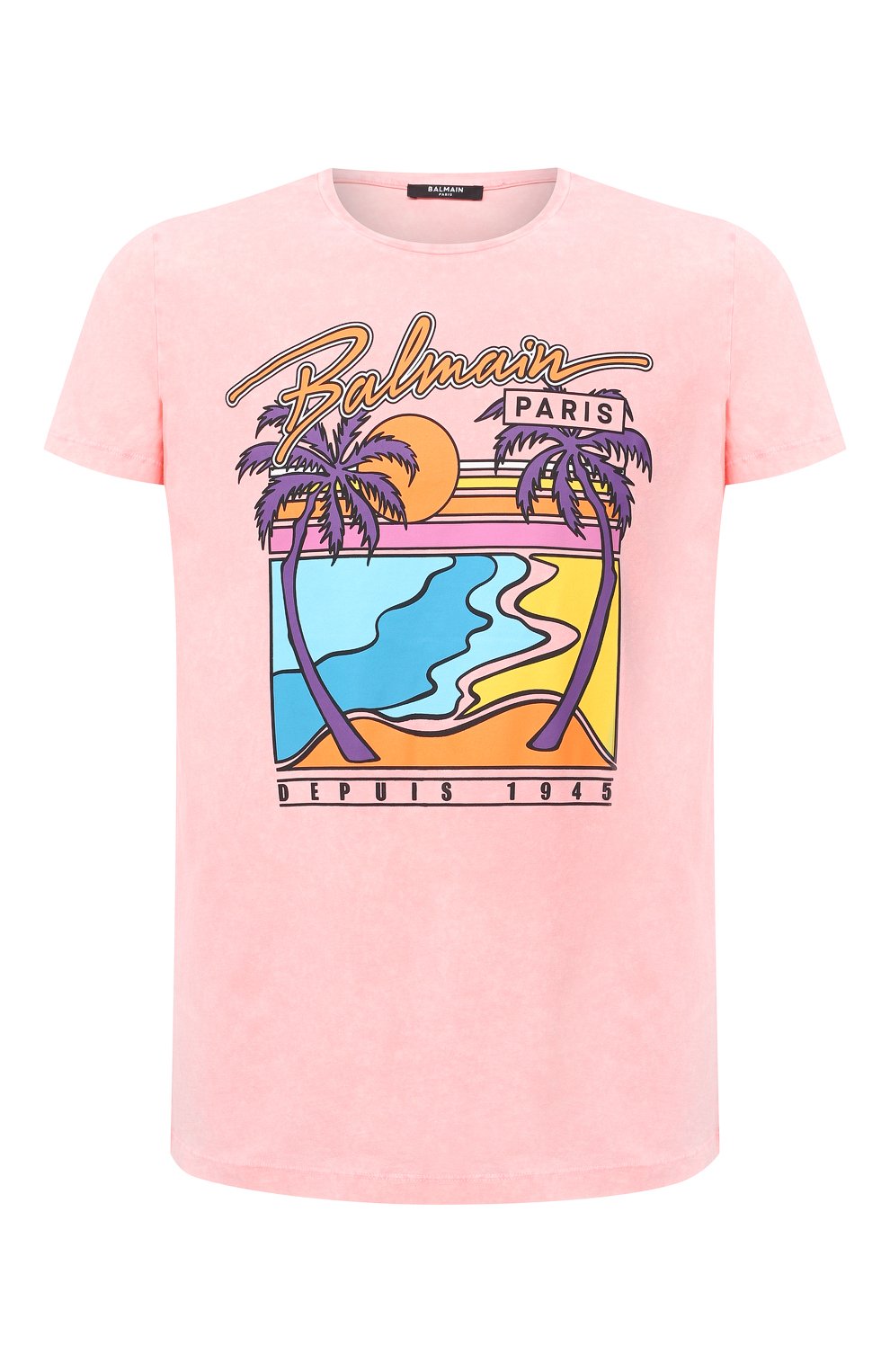 Хлопковая футболка BALMAIN розового цвета по цене 35250 руб., арт. VH1EF000/G024, фото 1 Хлопковая футболка BALMAIN, арт. VH1EF000/G024, фото 1