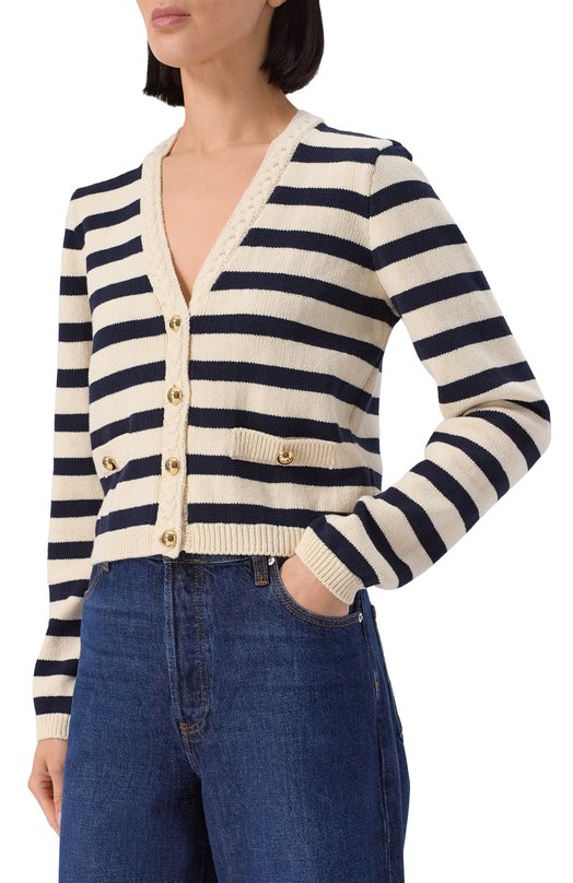 Хлопковый кардиган Frame Denim WE25KSW014 Кремовый  WE25KSW014 Фото 3