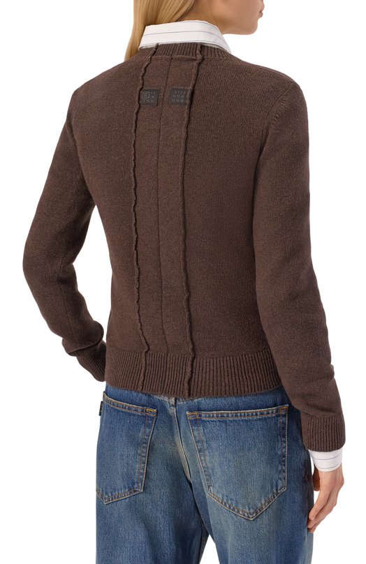 Шерстяной свитер MM6 S62HN0007/M13187 Коричневый  S62HN0007/M13187 Фото 4