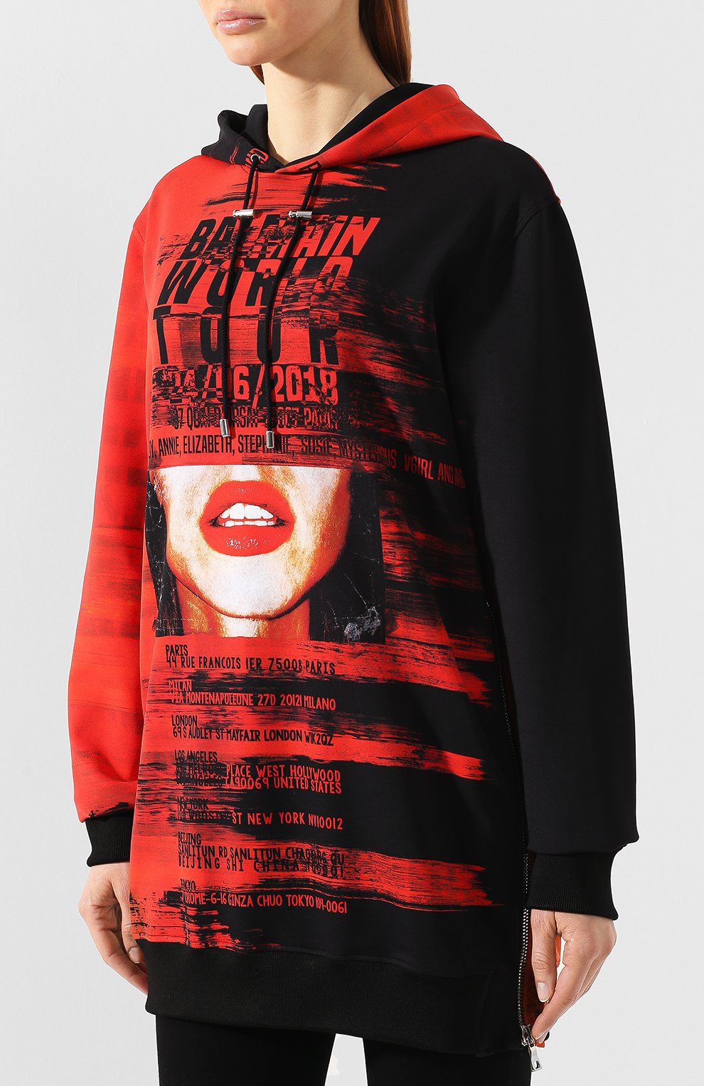 Худи с принтом BALMAIN красного цвета по цене 178500 руб., арт. RF26374/I113, фото 3 Худи с принтом BALMAIN, арт. RF26374/I113, фото 3