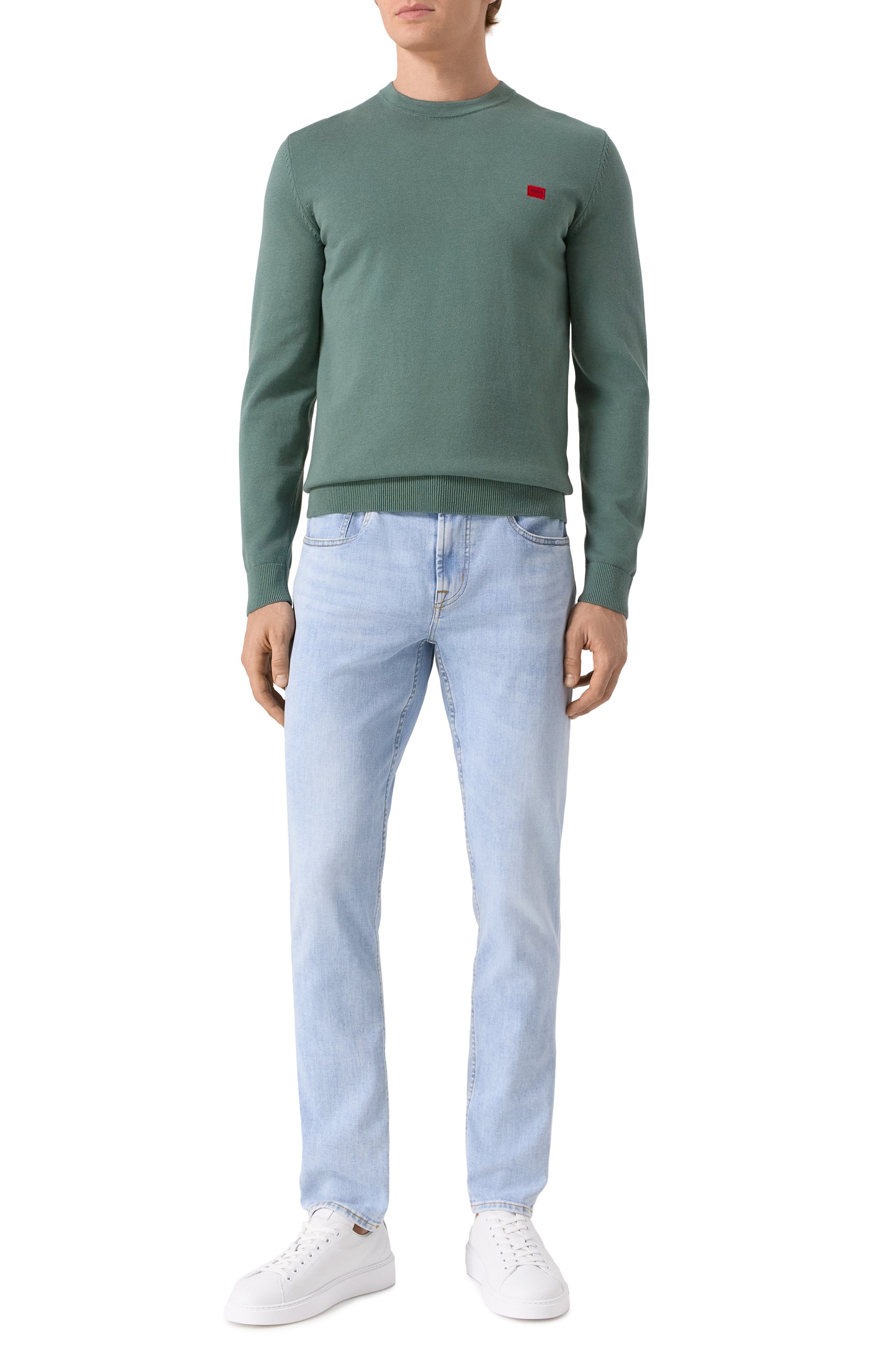 Хлопковый джемпер HUGO зеленого цвета по цене 13600 руб., арт. 50475083, фото 2 Хлопковый джемпер HUGO, арт. 50475083, фото 2