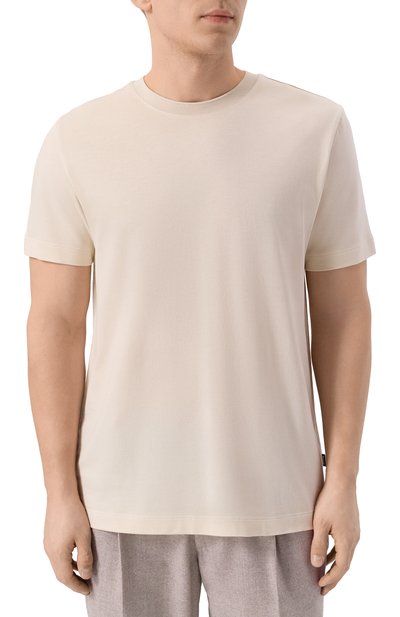 Футболка из лиоцелла и хлопка BOSS кремового цвета по цене 18850 руб., арт. 50555102, фото 3 Футболка из лиоцелла и хлопка BOSS, арт. 50555102, фото 3