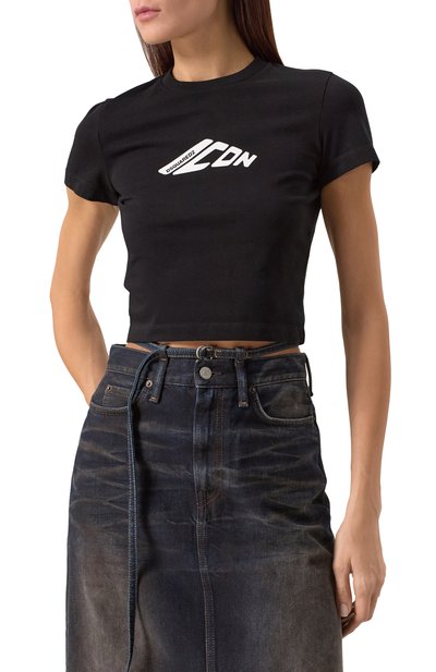 Хлопковый топ DSQUARED2 черного цвета по цене 19450 руб., арт. S80GC0080/D20033, фото 3 Хлопковый топ DSQUARED2, арт. S80GC0080/D20033, фото 3