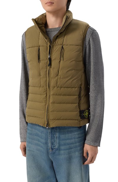 Пуховый жилет STONE ISLAND хаки цвета по цене 88300 руб., арт. L1S15G100007/S0183, фото 3 Пуховый жилет STONE ISLAND, арт. L1S15G100007/S0183, фото 3