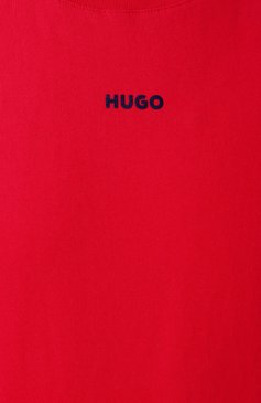 Мужская хлопковая футболка HUGO красного цвета, арт. 50488330 | Фото 6 (Драгоценные камни: Проставлено; Рукава: Короткие; Материал сплава: Проставлено; Ст�или: Кэжуэл; Принт: Без принта; Материал внешний: Хлопок; Длина (для топов): Стандартные; Мужское Кросс-КТ: Футболка-одежда; Кросс-КТ: Джерси)