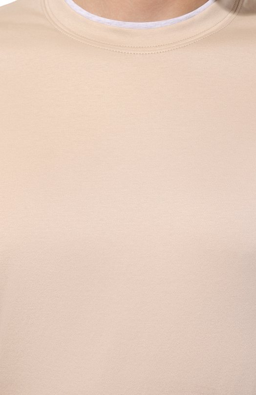 Хлопковая футболка Brunello Cucinelli M0T617427 Бежевый  M0T617427 Фото 5