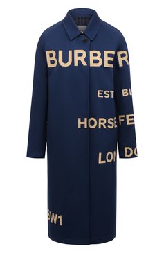 Женский хлопковый плащ antonia BURBERRY синего цвета, арт. 8038935 | Фото 1 (Рукава: Длинные; Длина (верхняя одежда): До колена; Материал сплава: Проставлено; Материал внешний: Хлопок; Стили: Классический, Кэжуэл; Драгоценные камни: Проставлено; Материал подклада: Хлопок)