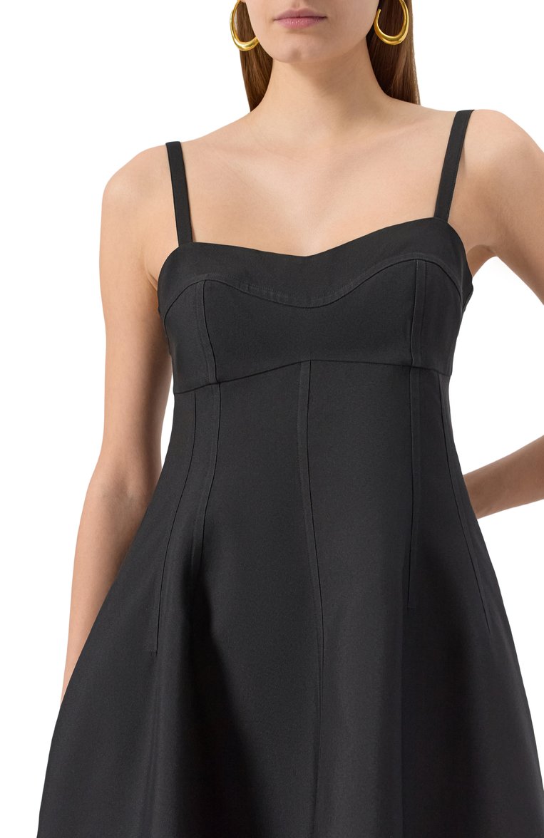 Женское платье JIL SANDER черного цвета, арт. J04CT0113-J70013 | Фото 5 (Материал внешний: Шелк, Синтетический материал; Длина Ж (юбки, платья, шорты): Миди; Случай: Повседневный; Женское Кросс-КТ: Платье-одежда; Стили: Минимализм; Рукава: На бретелях; Автоматизация ТО: Проставлено; Автоматизация состава: Проставлено)