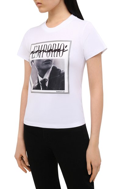 Хлопковая футболка EMPORIO ARMANI белого цвета по цене 19150 руб., арт. 3K2T7I/2J30Z, фото 3 Хлопковая футболка EMPORIO ARMANI, арт. 3K2T7I/2J30Z, фото 3