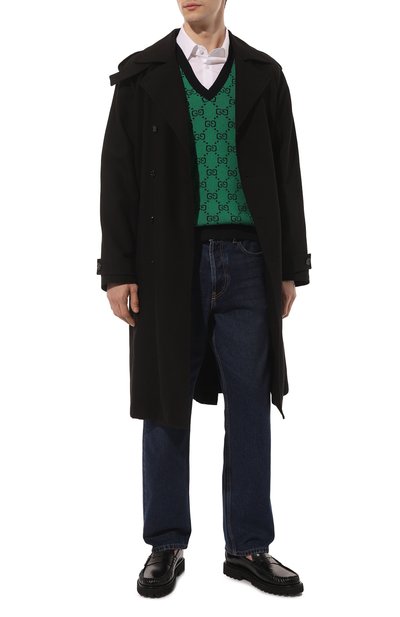 Пуловер из шерсти и хлопка GUCCI зеленого цвета по цене 112320 руб., арт. 661155 XKBXI, фото 2 Пуловер из шерсти и хлопка GUCCI, арт. 661155 XKBXI, фото 2