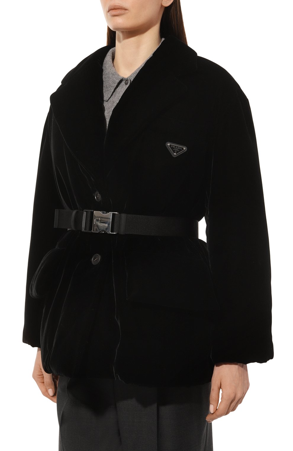 Бархатный пуховик PRADA, арт. 29Y862-1XJX-F0002-212, фото 3