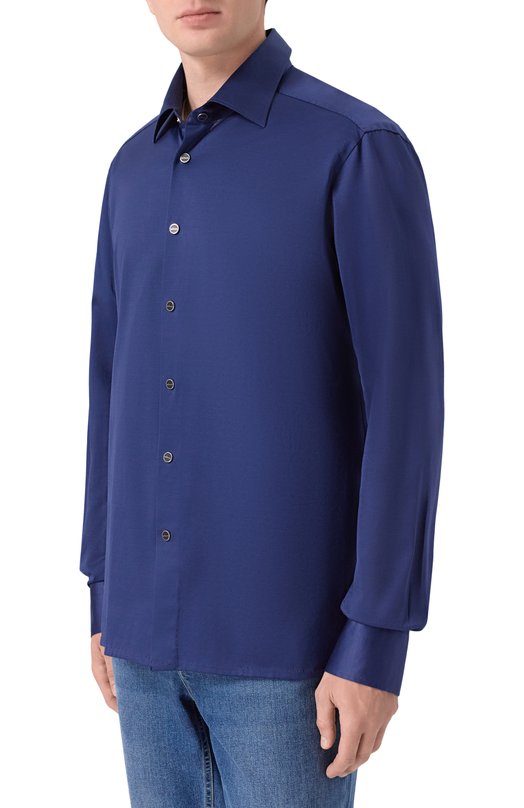 Хлопковая рубашка Kiton UMCNERHH0966510 Синий  UMCNERHH0966510 Фото 3
