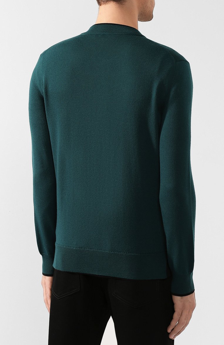 Мужской шерстяной кардиган KENZO зеленого цвета, арт. F965CA1023AB | Фото 4 (Материал внешний: Шерсть; Длина (для топов): Стандартные; Рукава: Длинные; Стили: Кэжуэл; Мужское Кросс-КТ: Кардиган-одежда)