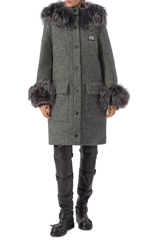 Шерстяной пуховик Dolce & Gabbana F9S84T/FMZAU Серый  F9S84T/FMZAU Фото 3