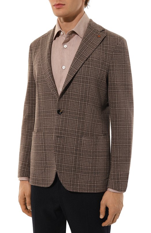 Пиджак из хлопка и шерсти Sartoria Latorre JD74/JG051 Коричневый  JD74/JG051 Фото 4