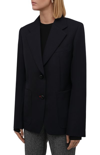 Шерстяной жакет VICTORIA BECKHAM темно-синего цвета по цене 129500 руб., арт. 1521WJK002856C, фото 3 Шерстяной жакет VICTORIA BECKHAM, арт. 1521WJK002856C, фото 3