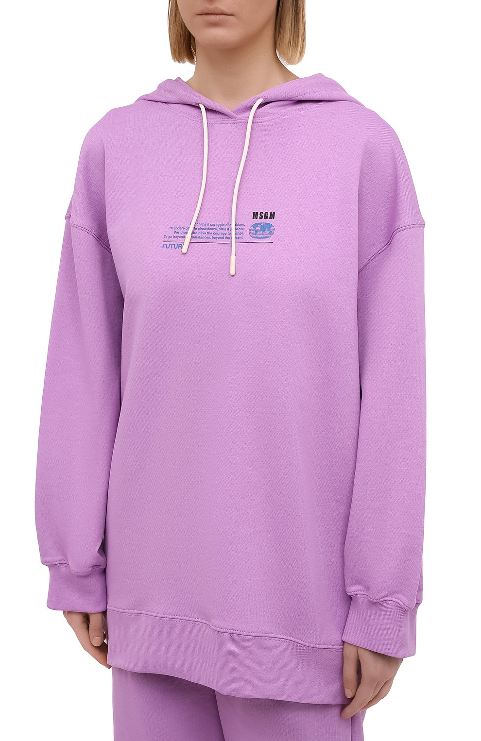 Хлопковое худи MSGM сиреневого цвета по цене 35100 руб., арт. 3041MDM194 217119, фото 3 Хлопковое худи MSGM, арт. 3041MDM194 217119, фото 3