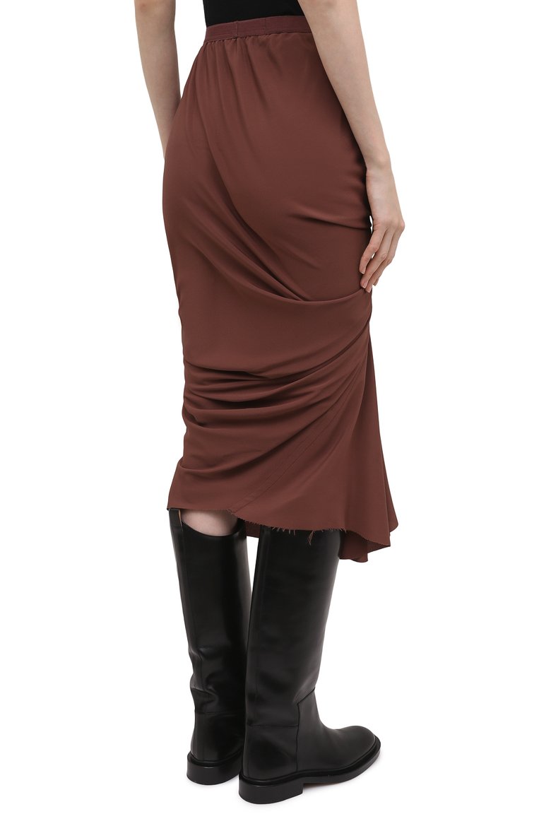 Женская юбка RICK OWENS коричневого цвета, арт. RP21S3336/CC | Фото 4 (Длина Ж (юбки, платья, шорты): Миди; Материал внешний: Шелк, Синтетический материал; Стили: Романтичный; Женское Кросс-КТ: Юбка-одежда; Региональные ограничения белый список (Axapta Mercury): RU, Не проставлено)