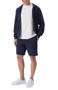 Мужские хлопковые шорты EMPORIO ARMANI темно-синего цвета, арт. EM000495/AF10781 | Фото 2 (Материал сплава: Проставлено; Материал внешний: Хлопок; Кросс-КТ: домашняя одежда; Нос: Не проставлено)
