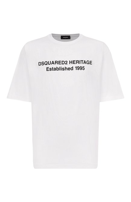 Мужская хлопковая футболка DSQUARED2 белого цвета, арт. S74GD1456/D20020 | Фото 1 (Автоматизация состава: Проставлено; Автоматизация ТО: Проставлено; Материал внешний: Хлопок; Рукава: 3/4; Длина (для топов): Стандартные)