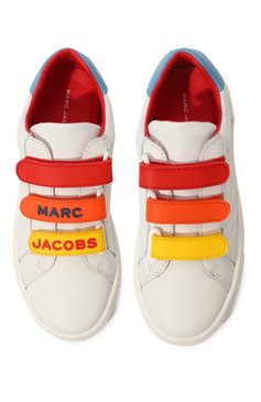 Детские кожаные кеды MARC JACOBS (THE) белого цвета, арт. W19143/27-35 | Фото 4 (Девочки Кросс-КТ: Обувь-низкие; Материал внутренний: Натуральная кожа, Текстиль; Материал сплава: Проставлено; Нос: Не проставлено; Кросс-КТ: велькро)