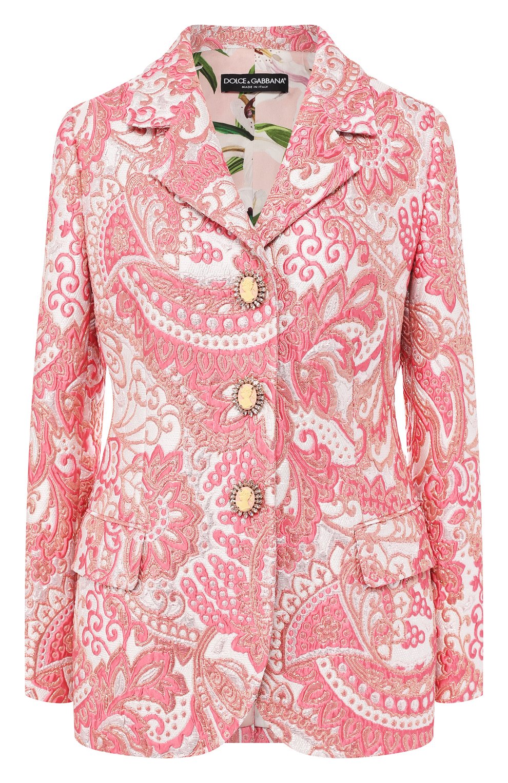 Жакет DOLCE & GABBANA светло-розового цвета по цене 432500 руб., арт. F28QTZ/HJMFW, фото 1 Жакет DOLCE & GABBANA, арт. F28QTZ/HJMFW, фото 1