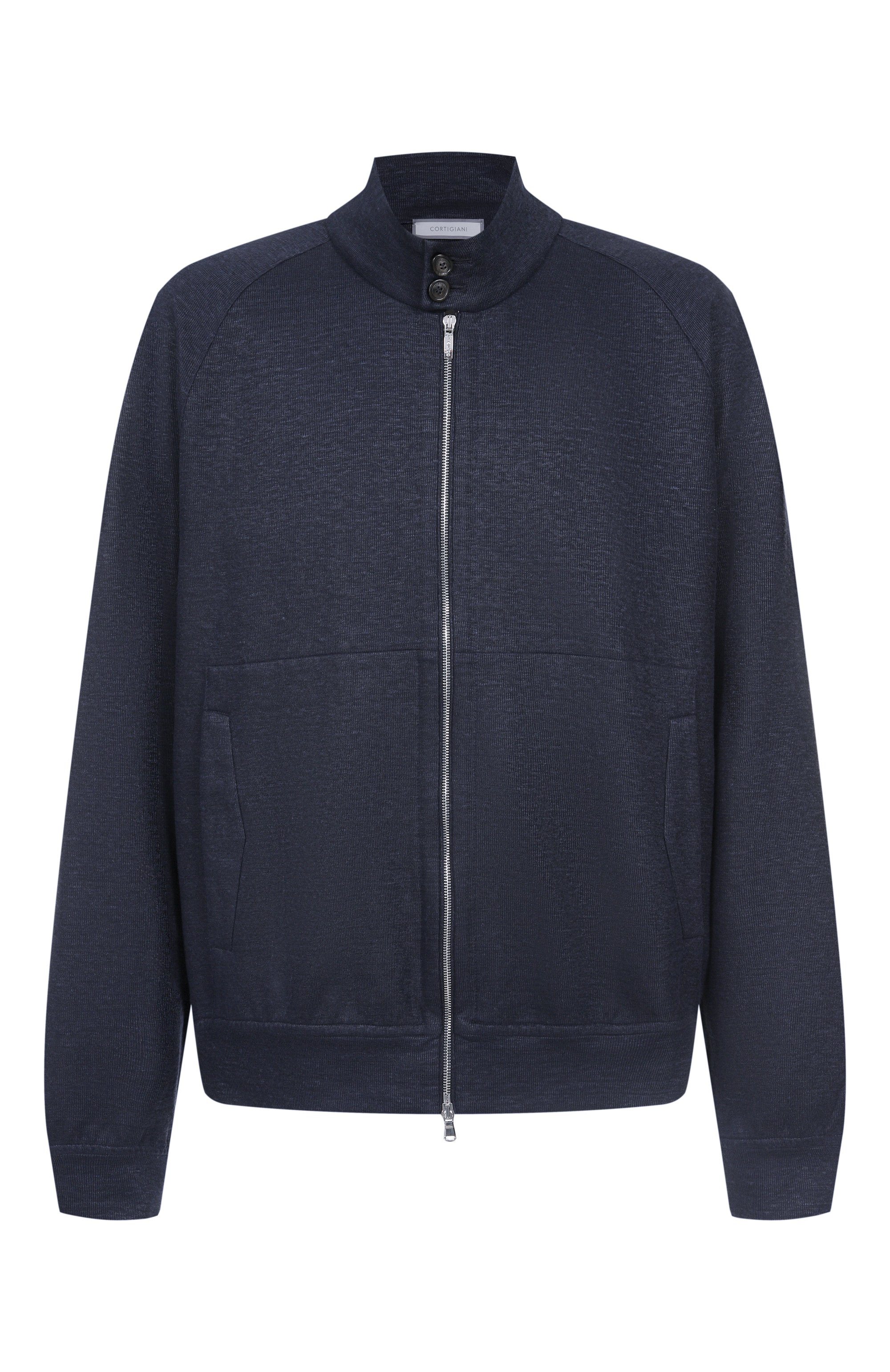 Кардиган изо льна и хлопка CORTIGIANI темно-синего цвета по цене 141000 руб., арт. 2AF610, фото 1 Кардиган изо льна и хлопка CORTIGIANI, арт. 2AF610, фото 1